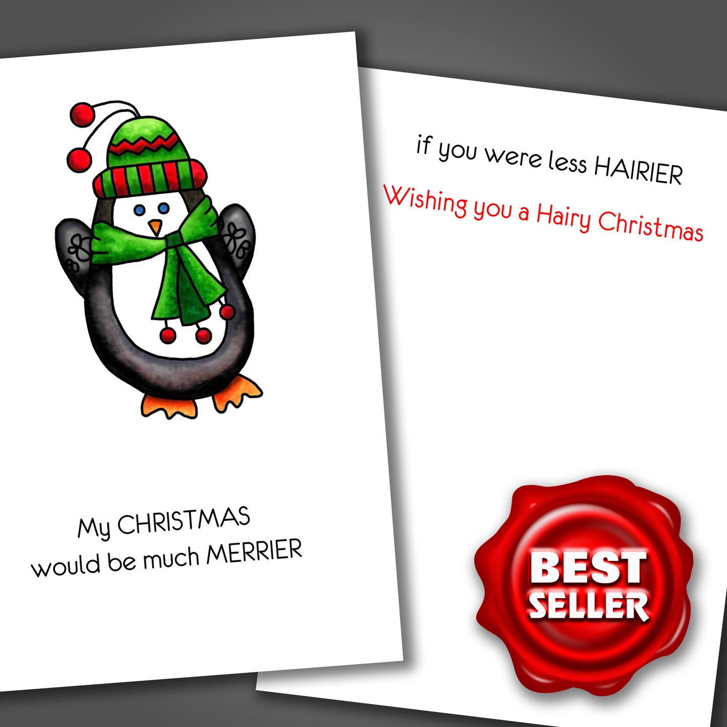 Merrier If You Were Less Hairier - I Want a Refund, Funny Christmas Card, Happy Holidays Card