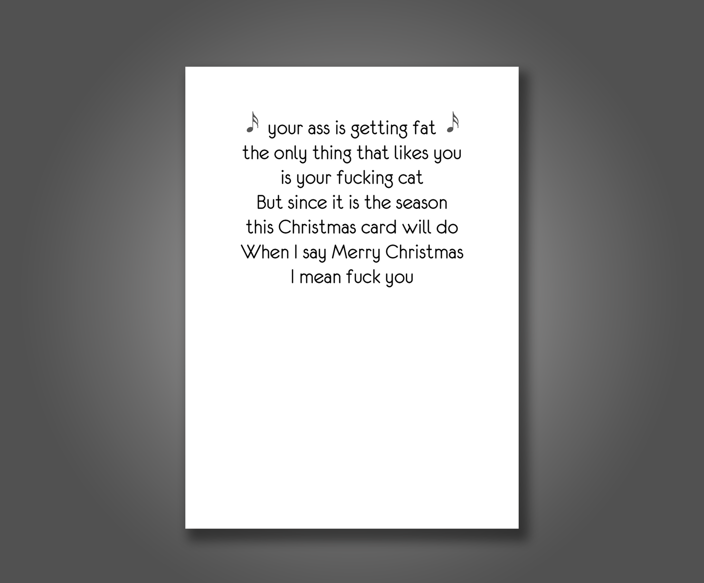 Fuck You and Your Cat, Funny Christmas Card