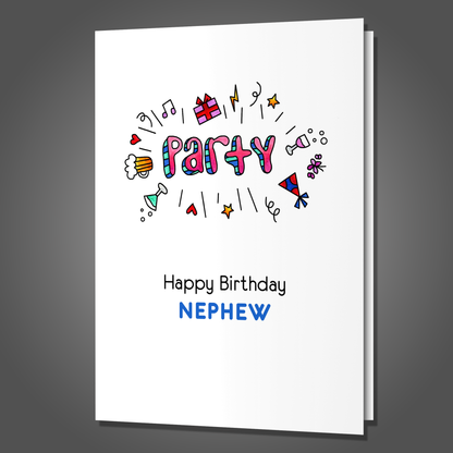 Nephew Birthday Time to Party With Us, Funny Birthday Card