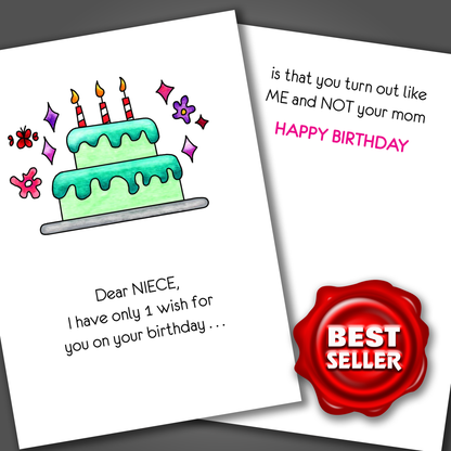 Funny Niece Birthday Card, Turn Out Like Me