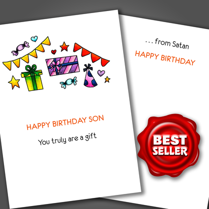 Gift From Son Funny Birthday Card, Adult Humor
