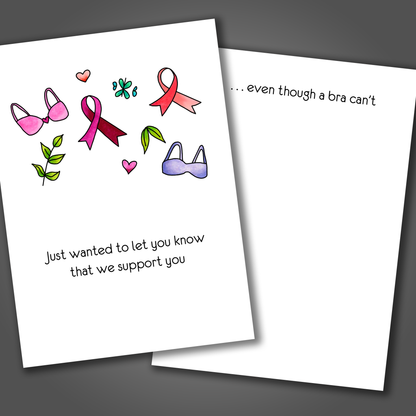 Bra Can't Support You - Breast Cancer Card