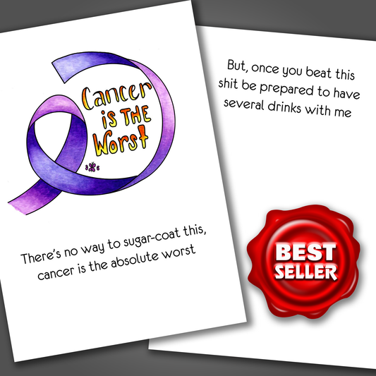 Let's Drink Once in Remission Funny Encouragement Card, Watercolor Hand-Drawn