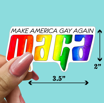 MAGA Make America Gay Again STICKER -  Funny Sarcastic Vinyl Sticker for Laptop, Phone and More