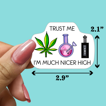 Trust Me I'm Much Nicer High STICKER