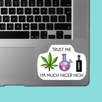 Trust Me I'm Much Nicer High STICKER
