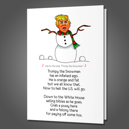 Trumpy the Snowman, Merry Christmas Card, Funny Christmas Card