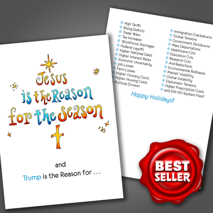 Trump Christmas Card, Anti Trump Political Satire Holiday Card, Funny Sarcastic Xmas Greeting