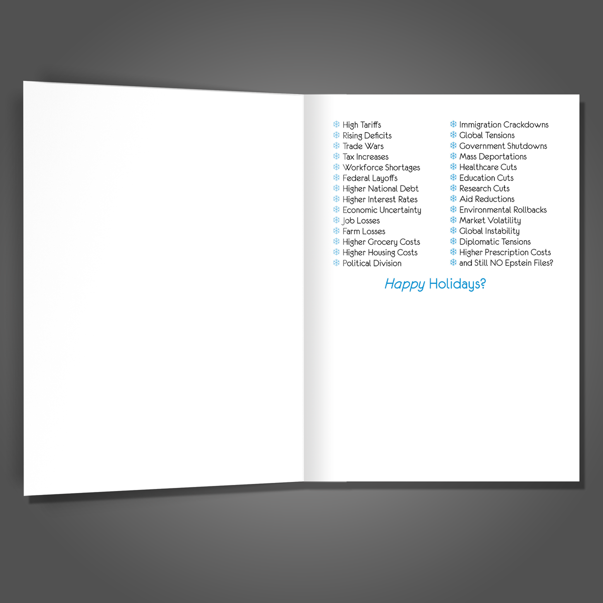 Trump Christmas Card, Anti Trump Political Satire Holiday Card, Funny Sarcastic Xmas Greeting