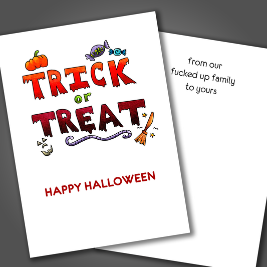 Funny Fucked Up Family Halloween Card