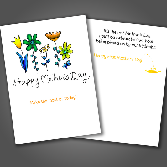 Funny Watercolor Pregnant Mother's Day Card - Before Pissed On