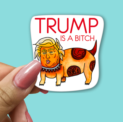 Trump Is A Bitch Sticker - Funny Sarcastic Vinyl Sticker for Laptop, Phone and More