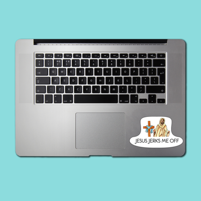 Jesus Jerks Me Off STICKER