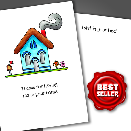 I Shit in Your Bed, Thank You Hospitality Card