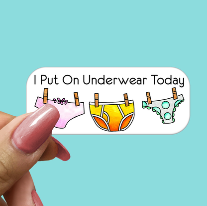 I Put On Underwear Today STICKER - Funny Sarcastic Vinyl Sticker for Laptop, Phone and More