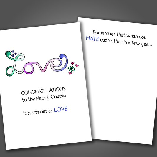 You'll Hate Each Other Soon - Wedding Card
