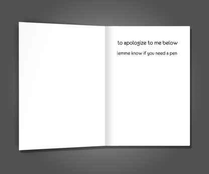 Apologize To Me, Apology Card