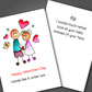 Funny Valentines's day card with a man and woman holding hands drawn on front of the card. Inside the card is a funny joke that says I would rather look at your balls instead of your face.