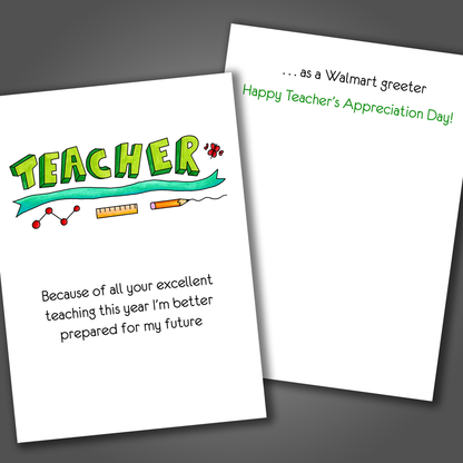 Walmart Greeter, Teacher Appreciation Card